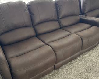 Brown Pleather Electric Reclining Sofa $295