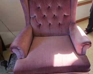 Beautiful Mauve wingback chair. Seat depth 20 in. 30 w x 28 d x 40h. Asking $180 . Will entertain offers