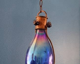 Iridesent cobalt glass and copper decorative work. Dimensions aprox 12 in h x 6 in wide. Asking $80. Will entertain offers