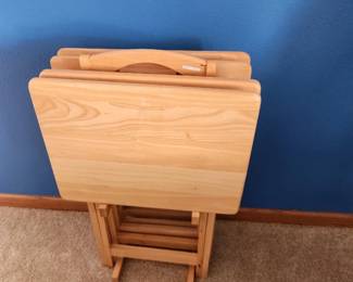 Set of 4 wood tv trays with holder. All in great condition. Asking $60. Will entertain offers