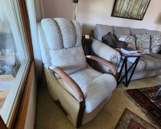 La-z-boy Harbor town manual rocking recliner. Compact design. Aprox.  30 in wide x 37 deep x 41 high.  Asking $400. will entertain offers