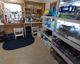 cleaning supplies, canning jars, blue canning jars, stepstools