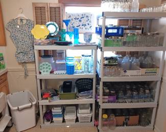 canning jars, blue canning jars, storage baskets