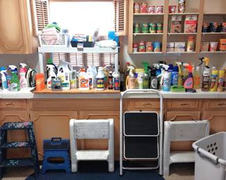 step stools, cleaning supplies
