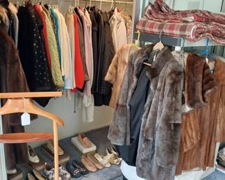 ladies clothing (tops L, shoes 7.5, pants 14-18) Chico’s, Sketchers, Stuart Weitzman, Kate Spade, furs