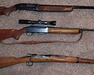Remington 742 Woodsmaster 30-06, Winchester 59 “Win Lite” 12ga, Sporterized Mauser Model 98 7x57