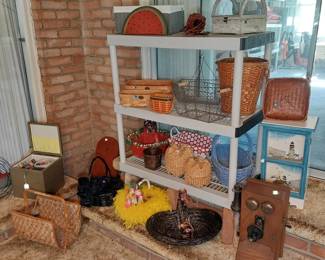 antique phone, Longaberger baskets