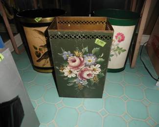 Hand Painted Wastebaskets
