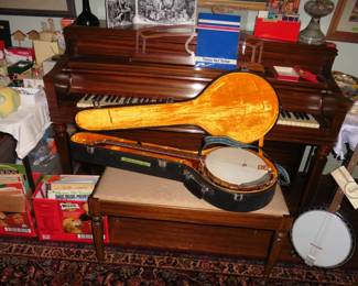 2 Banjos, Chickering Piano and Sheet Music
