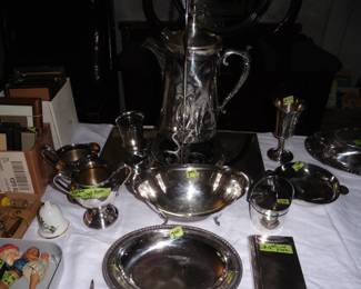 Meridian Silver Tipping Water Pitcher and other Silver Plate Serving Pieces