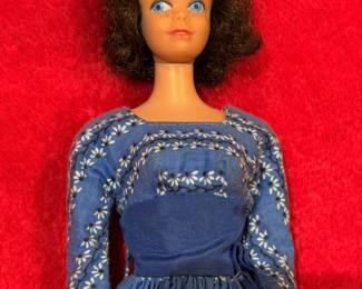 Vintage Midge doll with dark rooted hair in the Barbie ‘Let’s Dance’ blue dress