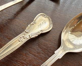 Sterling silver utensils and angel food cake breaker (handle only)
