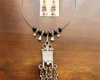 Vintage 1970’s brutalist style necklaces, some with coordinating earrings which will be sold as sets