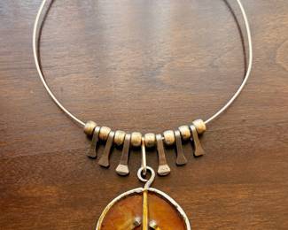 Vintage 1970’s brutalist style necklaces, some with coordinating earrings which will be sold as sets