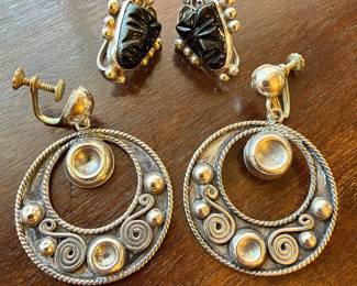 Vintage Mexican sterling silver screw back earrings