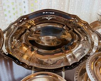 Large selection of antique and vintage sterling silver serving pieces
