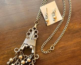 Vintage 1970’s brutalist style necklaces, some with coordinating earrings which will be sold as sets