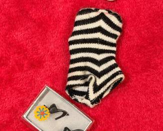 Original vintage Barbie zebra stripe swimsuit, cat eye sunglasses and black open toe heels