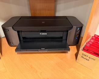 Canon PIXMA PRO-10 printer with a box full of new ink cartridges