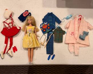 Vintage early 1960’s Skipper doll with outfits. The outfits will sold separately from the Sipper doll other than the Flower Girl outfit she is wearing