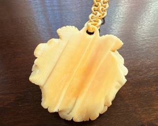 Antique Victorian carved rose necklace with some chain loss