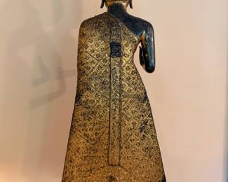 Gorgeous gilt bronze Thai standing Buddha ca. Early Rattanakosin, approximately 30” tall