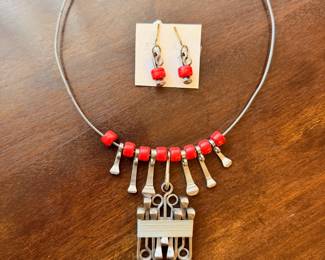Vintage 1970’s brutalist style necklaces, some with coordinating earrings which will be sold as sets