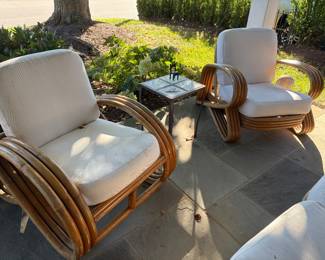 MCM pretzel design rattan and bamboo chairs