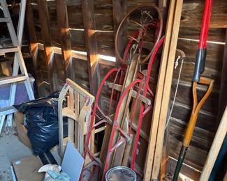 Vintage sleds, tools