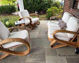 MCM pretzel design rattan and bamboo set