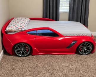 Corvette twin car bed with memory foam mattress