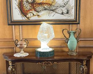 Alabaster Urn & celadon French urn