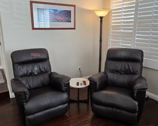 La-Z-Boy brown leather power reclining chairs