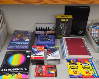 Koh-I-Noor Progresso woodless colored pencils, Astrobrights cardstock and assorted art supplies.