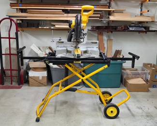 DeWalt sliding compound miter saw with rolling miter saw stand.
