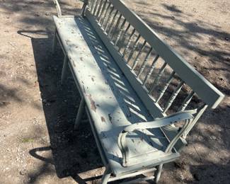 train station wooden bench