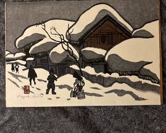 “Winter in Aizu” by renowned Japanese master printmaker Kiyoshi Santo