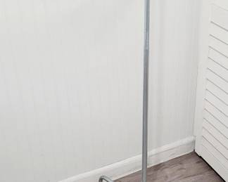 Rare & Versatile Lightweight Adjustable Aluminum Single Hanging Rack w Red Wheels