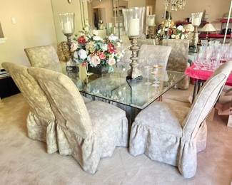 1980’s Leon Rosen style glass dining table