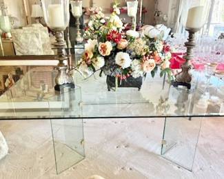 1980’s Leon Rosen style glass dining table