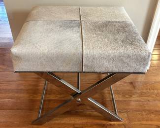 Foldable Chrome Base Stool. 20" W x  18" D x 19" H.