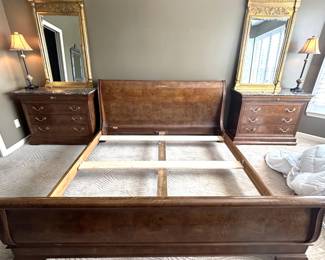 BUY IT NOW! $350.00. Henredon King Size Bed, headboard, footboard, side rails & supports. 81 1/2" W x 40" H.  Call Jan at 314 960-5700.