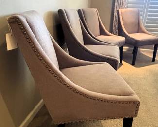BUY IT NOW! $150.00. Each pair of upholstered/bradded chairs Call Jan at 314 960-5700.