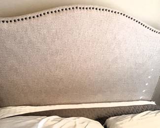 BUY IT NOW! $275.00. Queen upholstered/bradded head board w/queen Serta Perfect Sleeper mattress & box spring. Call Jan at 314 960-5700.
