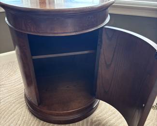 BUY IT NOW! $275.00. Henredon round burl wood cabinet. 21" Dia. x 25" H. Call Jan at 314 960-5700.