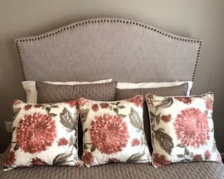 BUY IT NOW! $275.00. Queen upholstered/bradded head board w/queen Serta Perfect Sleeper mattress & box spring. Call Jan at 314 960-5700.