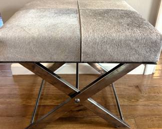 Foldable Chrome Base Stool. 20" W x 18" D x 19" H.