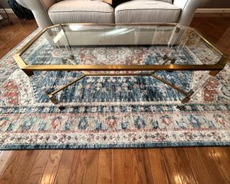 BUY IT NOW! $150.00. Glass top brass coffee table.  24" W x 18" H x 48" L.  Call Jan at 314 960-5700.