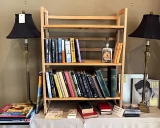 Pair of lamps, books.