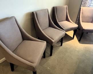 BUY IT NOW! $150.00. Each pair of upholstered/bradded chairs Call Jan at 314 960-5700.